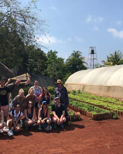 学生们参观了一个有机花园，这是他们众多经历之一, 包括博物馆, 音乐活动, 以及寄宿家庭，帮助他们进一步了解古巴的日常生活.