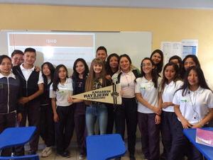 While studying in Mexico, Knox gave a bilingual presentation at a high school in Puebla where her host mom teaches.