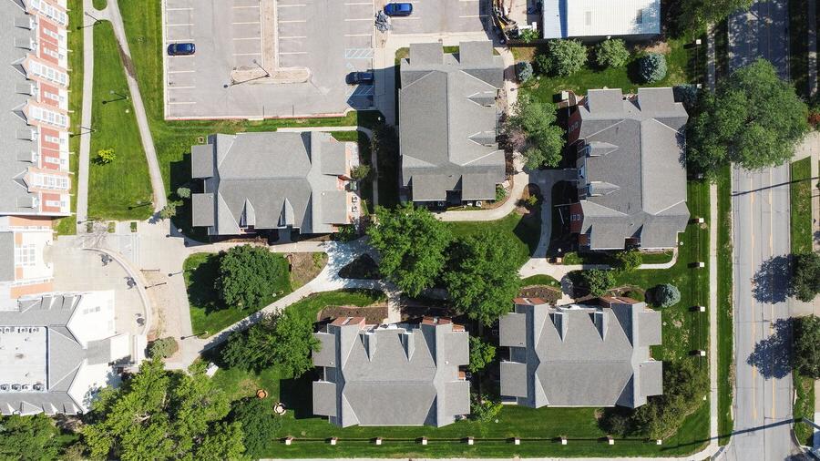 Aerial view of Townhouse Village.